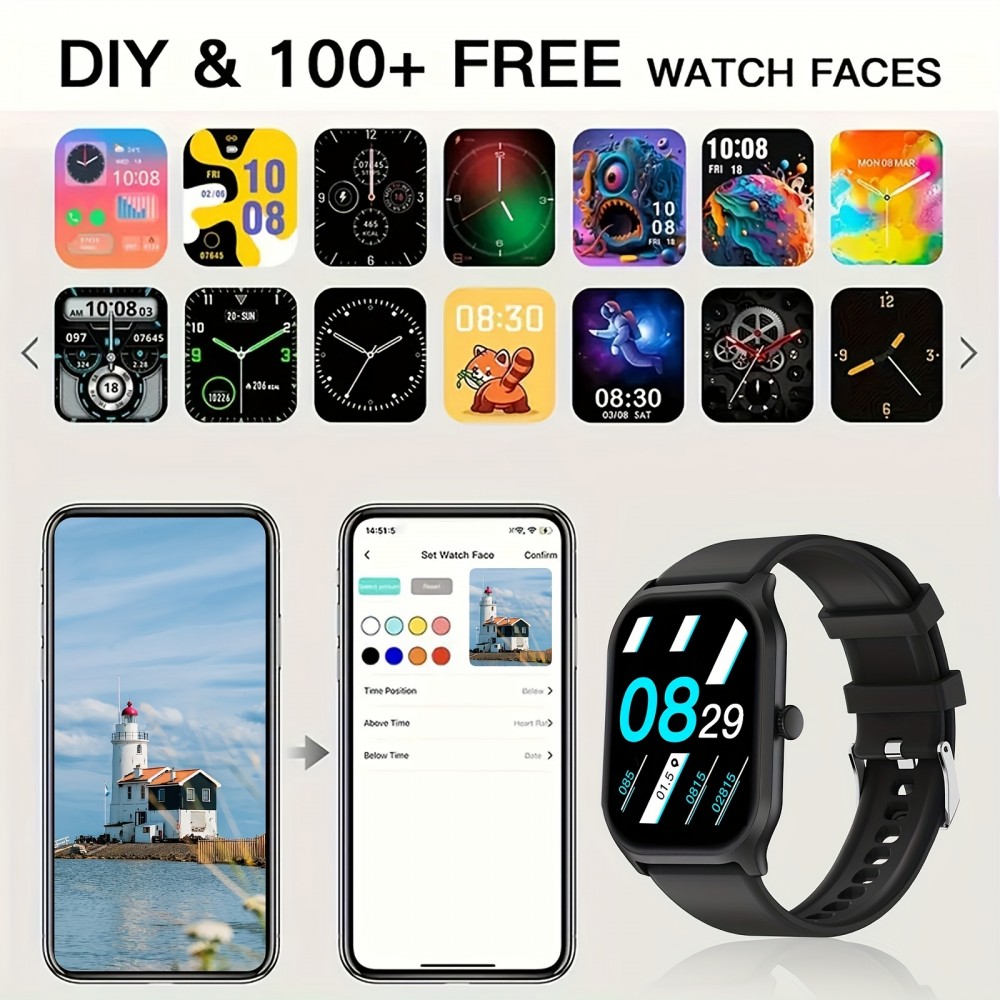 Smart Watch, Wireless Calling/Dial, Multi -Sport Mode, Calling Reminder And Rejection, SMS Reminder, Sports Watches, Change Wallpaper, Sports Monitoring, For IOS/Andriod