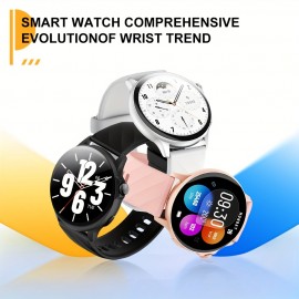 Elegant Round Smart Watch for Women with Glitter Embellishment, Silicone Band, Digital Touch Screen Display, Fitness Tracker, Sleep Monitor, Multiple Sports Modes, Rechargeable Lithium-Polymer Battery - Wireless Smartwatch