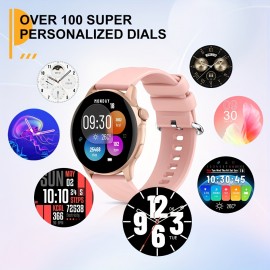 Elegant Round Smart Watch for Women with Glitter Embellishment, Silicone Band, Digital Touch Screen Display, Fitness Tracker, Sleep Monitor, Multiple Sports Modes, Rechargeable Lithium-Polymer Battery - Wireless Smartwatch