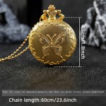 2pcs Set Vintage Butterfly Quartz Pocket Watches For Women - Elegant Alloy With Chain Necklace & Gift Box, Perfect Romantic Present