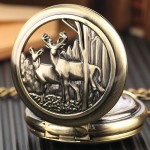 Vintage Deep Forest Seeing Deer Pocket Watch Collection Casual Fashion Accessories Pendant Clock