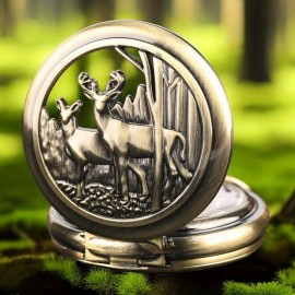 Vintage Deep Forest Seeing Deer Pocket Watch Collection Casual Fashion Accessories Pendant Clock