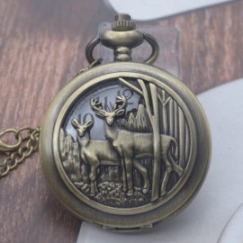 Vintage Deep Forest Seeing Deer Pocket Watch Collection Casual Fashion Accessories Pendant Clock