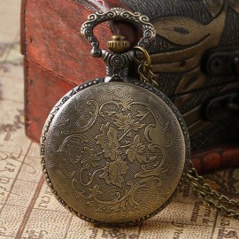 Classic Vintage Pocket Watch Bronze Dog Wolf Hollow Quartz Fob Pocket Watch With Necklace Chain Cool Pendant Clock Gift For Women Men