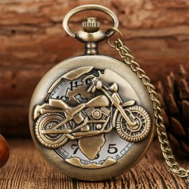 Motorcycle Quartz Pocket Watch Vintage Hollow Out Fashion Necklace Chain Watch Souvenir Gift For Motorcycle Racing Fans