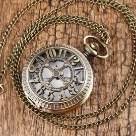 Unique Steampunk Pocket Watch - Quartz Movement, Analog Display, Vintage Design, Chain Strap, Perfect Souvenir Gift for Xmas, Birthday, Anniversary, and Collectors