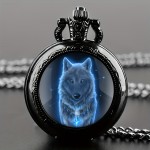 Unique Wolf Pattern Round Quartz Pocket Watch - Stylish Round Case Design, Precise Quartz Movement, Chain Included - Fashion-Forward Accessory for Women and Men, Thoughtful Birthday Gift Idea