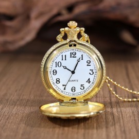 2pcs/set, Women's Pocket Watches 1pc Fashion Women's 'rose Pattern Design' quartz Pocket Watch & 1pc Women's Classic Golden Cross Necklace Pendant, Valentine's Gift, The Ideal Gift for Her