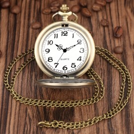 Bronze Freemasonry Pocket Watch Quartz Vintage Watch With Necklace Chain Gift For Women Men