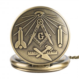 Bronze Freemasonry Pocket Watch Quartz Vintage Watch With Necklace Chain Gift For Women Men