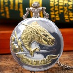 Fishing Design Round Pointer Quartz Pocket Watch Angler Necklace Chain Pocket Watch For Women Men, Gift For Father's Day