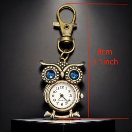 Cute Owl Quartz Pocket Watch Vintage Analog Necklace Pendant Fob Watch Nurse Watch Brooch For Women Men