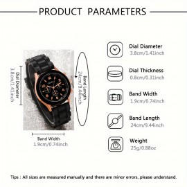 4 Pcs Quartz Watch Silicone Strap Plastic Case And Heart-Shaped Pendant Bracelet, Perfect Gift For Her, Romantic Couple Watch