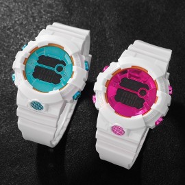 2pcs Chic Couples' Electronic Watch Set -, Fresh Color Design, Perfect for School & Gifts, Rubber Strap