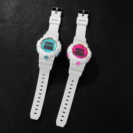 2pcs Chic Couples' Electronic Watch Set -, Fresh Color Design, Perfect for School & Gifts, Rubber Strap