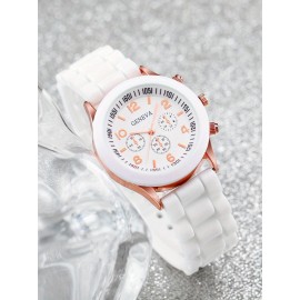 2pcs Casual Round Pointer Quartz Watch Fashion Analog Wrist Watch For Women Men Valentines Gift For Him Her