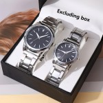 Elegant Couples' Quartz Watch Set - Fashionable Minimalist Design with Rhinestone Accents, Zinc Alloy Case, Perfect for Daily Wear & Gifts