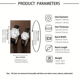 4Pcs/Set Fashionable And Minimalist Couple Watch Set, PU Leather Strap Couple Watch+2Pcs Heart-shaped Magnetic Bracelet, Suitable For Daily Or Vacation, Holiday Selected Couple Watch Set