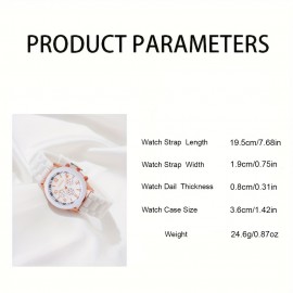 2pcs Couples Watch Casual Round Pointer Quartz Watch Analog Silicone Wrist Watch, Valentines Gift For Him Her