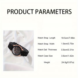 2pcs Couples Watch Casual Round Pointer Quartz Watch Analog Silicone Wrist Watch, Valentines Gift For Him Her