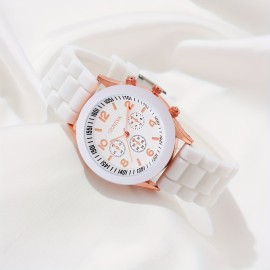 2pcs Couples Watch Casual Round Pointer Quartz Watch Analog Silicone Wrist Watch, Valentines Gift For Him Her