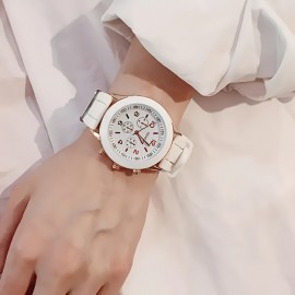 Chic 2pcs Couples' Watch Set - Minimalist Design, Quartz Movement, Rubber Strap - Perfect For Daily Wear & Gifts Watches For Women Luxury