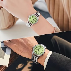 1pc Luminous Couples Quartz Watch Casual Fashion Analog Stretchy Band Wrist Watch, Valentines Gift For Women Men