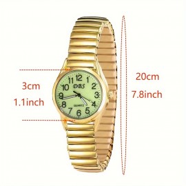 1pc Luminous Couples Quartz Watch Casual Fashion Analog Stretchy Band Wrist Watch, Valentines Gift For Women Men