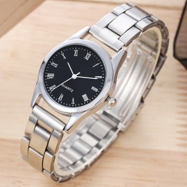 1/2pcs/set Couple's Quartz Watch Business Leisure Analog Steel Band Wrist Watch Valentine's Day Gift For Women Men