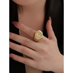 Fashion Quartz Ring Watch In Golden Design - Casual Style, Zinc Alloy Case, Round Dial, Analog Display, Electronic Movement, Alloy Band