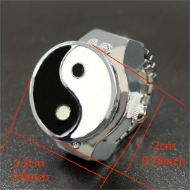 Color Block Round Quartz Watch Vintage Flip Metal Watch Trendy Couple Finger Ring Watches Accessories