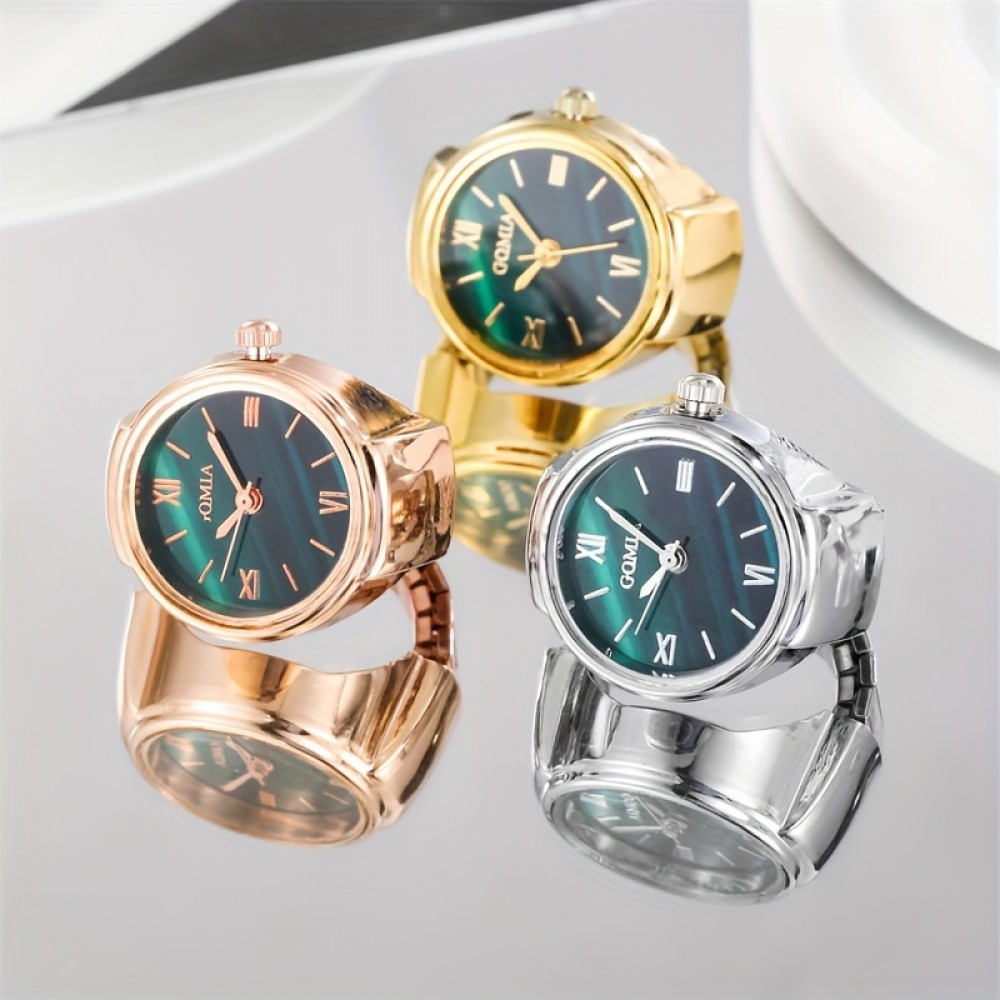 3pcs Vintage-Inspired Adjustable Ring Watch Set for Women - Quartz Movement, Alloy Band & Case, Non-Rechargeable Button Cell Battery