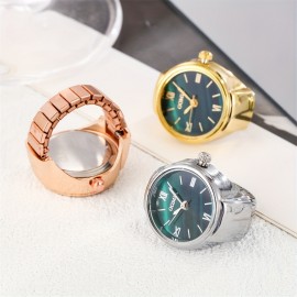 3pcs Vintage-Inspired Adjustable Ring Watch Set for Women - Quartz Movement, Alloy Band & Case, Non-Rechargeable Button Cell Battery