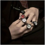 Y2K Round Pointer Quartz Finger Watch Punk Party Club Analog Elastic Band Ring Watch, Gift For Valentine's Day