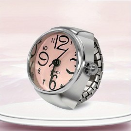 Y2K Round Pointer Quartz Finger Watch Punk Party Club Analog Elastic Band Ring Watch, Gift For Valentine's Day