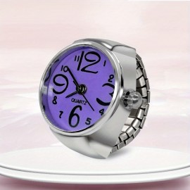 Y2K Round Pointer Quartz Finger Watch Punk Party Club Analog Elastic Band Ring Watch, Gift For Valentine's Day