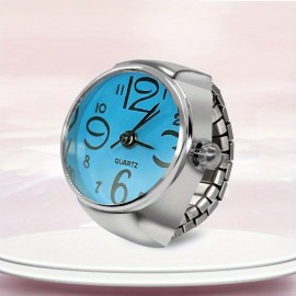 Y2K Round Pointer Quartz Finger Watch Punk Party Club Analog Elastic Band Ring Watch, Gift For Valentine's Day