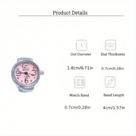 Y2K Round Pointer Quartz Finger Watch Punk Party Club Analog Elastic Band Ring Watch, Gift For Valentine's Day