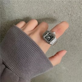 Square Mini Finger Ring Watch Punk Simple Quartz Watch Trendy Couple Finger Ring Watches Accessories