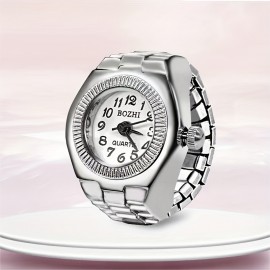 Casual Vintage Finger Ring Watch Bracelet Strap Round Quartz Watch Stylish Couple Dress Watch