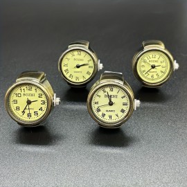 Vintage Mini Finger Ring Watch Roman Numeral Punk Quartz Watch Trendy Couple Finger Ring Watches Accessories