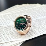 Women Men Finger Watches Golden Silvery Plated Watch Rings, Vintage Mini Quartz Green Dial Ring Watches For Men Women