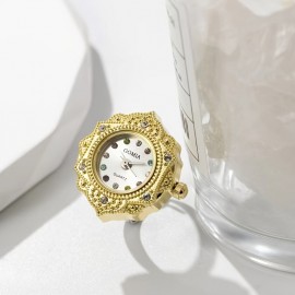 Waterproof Ring Watch, Women's Rivet Colored Rhinestone Fashionable Finger Watch Mini Bracelet Watches Gifts For Eid