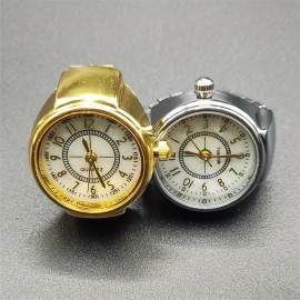 Mini Quartz Finger Watch Hiphop Round Pointer Elastic Band Analog Ring Watch For Women Men Teens, Gift For Valentine's Day