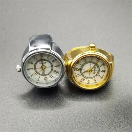 Mini Quartz Finger Watch Hiphop Round Pointer Elastic Band Analog Ring Watch For Women Men Teens, Gift For Valentine's Day