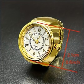 Mini Quartz Finger Watch Hiphop Round Pointer Elastic Band Analog Ring Watch For Women Men Teens, Gift For Valentine's Day