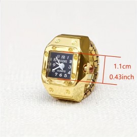 Square Pointer Quartz Finger Watch Mini Elastic Analog Ring Watch, Gift For Valentine's Day Xmas