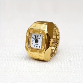 Square Pointer Quartz Finger Watch Mini Elastic Analog Ring Watch, Gift For Valentine's Day Xmas