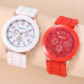 White And Red Couple Watch