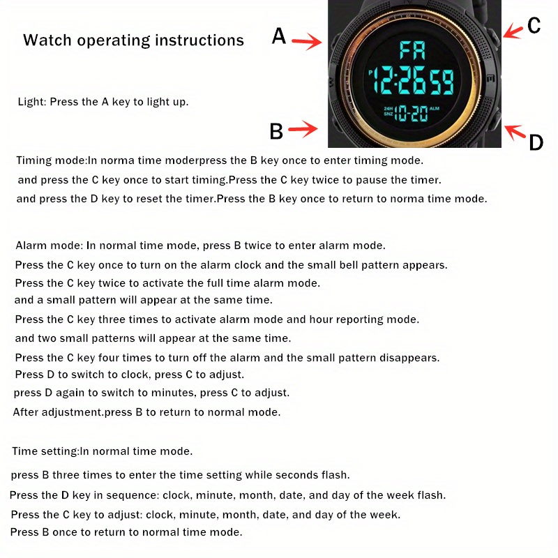 luminous   watch for outdoor muilti function alarm digital wristwatch for women men students details 0